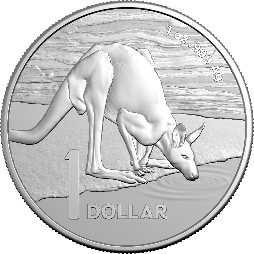 2024 $1 1oz Frosted Fine Silver Uncirculated Coin - Kangaroo Series: Desert Life