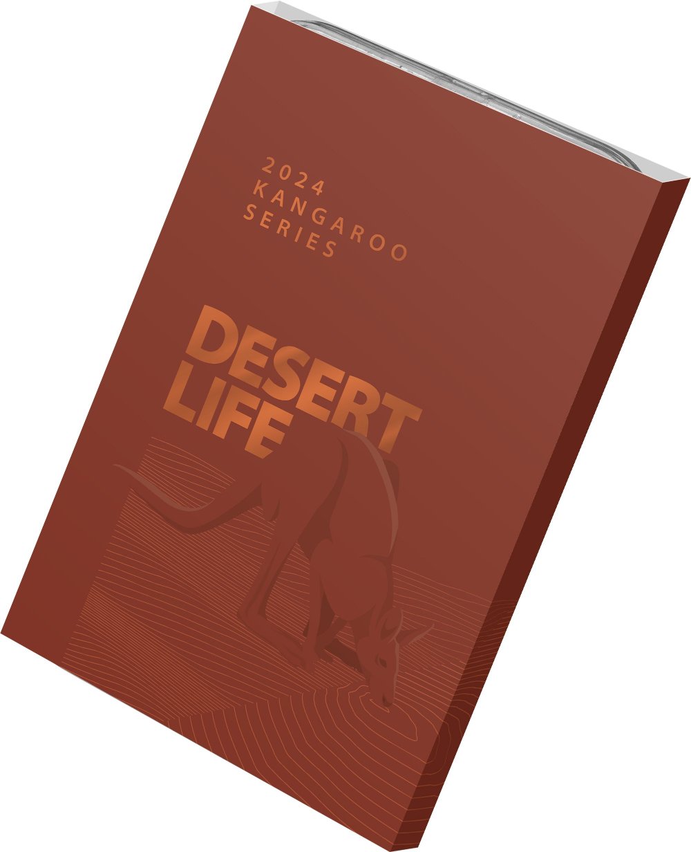 2024 $1 1oz Frosted Fine Silver Uncirculated Coin - Kangaroo Series: Desert Life