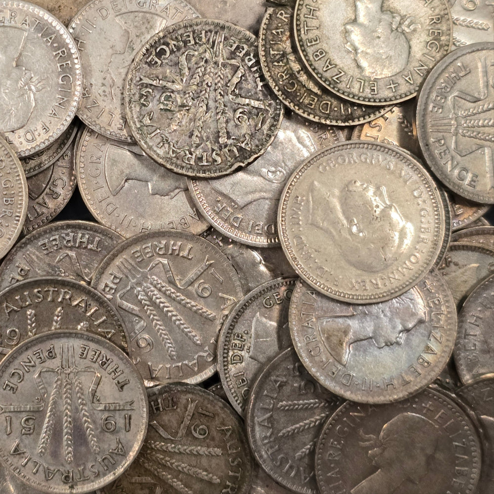 1946-1963 (Post) Australian Silver Threepence - 50% Silver content - 110 grams