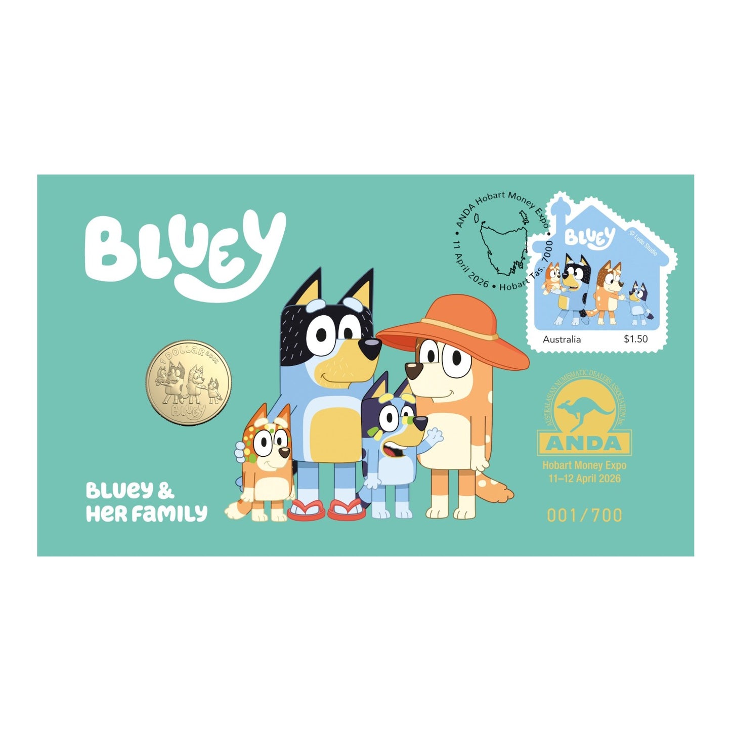 2026 ANDA Hobart Money Expo - $1 Bluey Bucks "The Heelers" PNC with Hobart Overprint