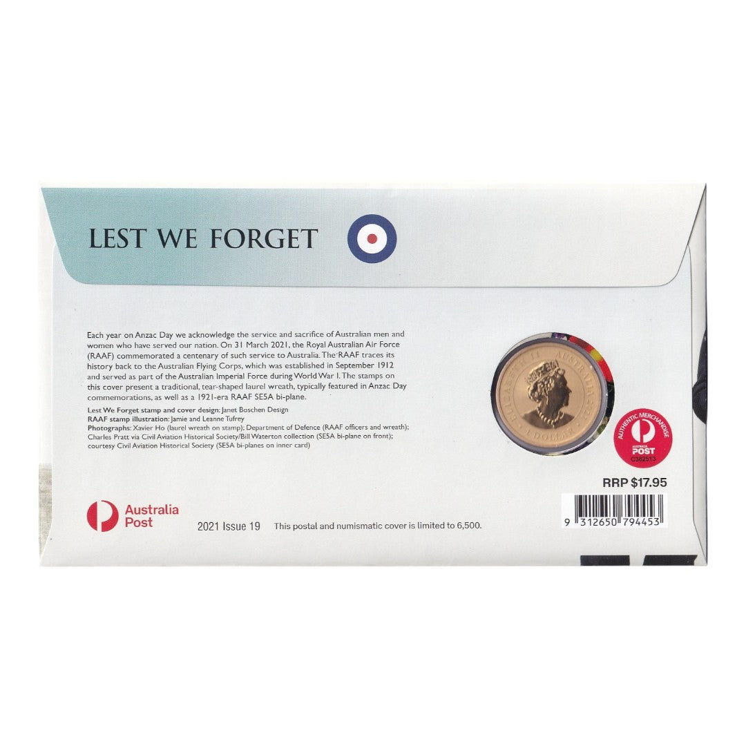 2021 Perth Mint PNC - ANZAC Day "Lest We Forget" RAAF