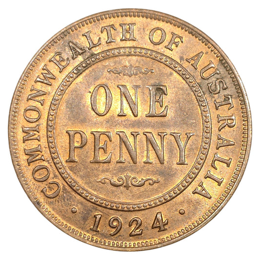1924 Australian Penny -  About Uncirculated