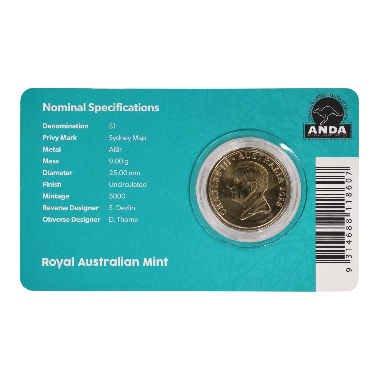 2025 $1 Coin - Sydney Money Expo Mob of Roos - Uncirculated Coin with Sydney Map Privy Mark