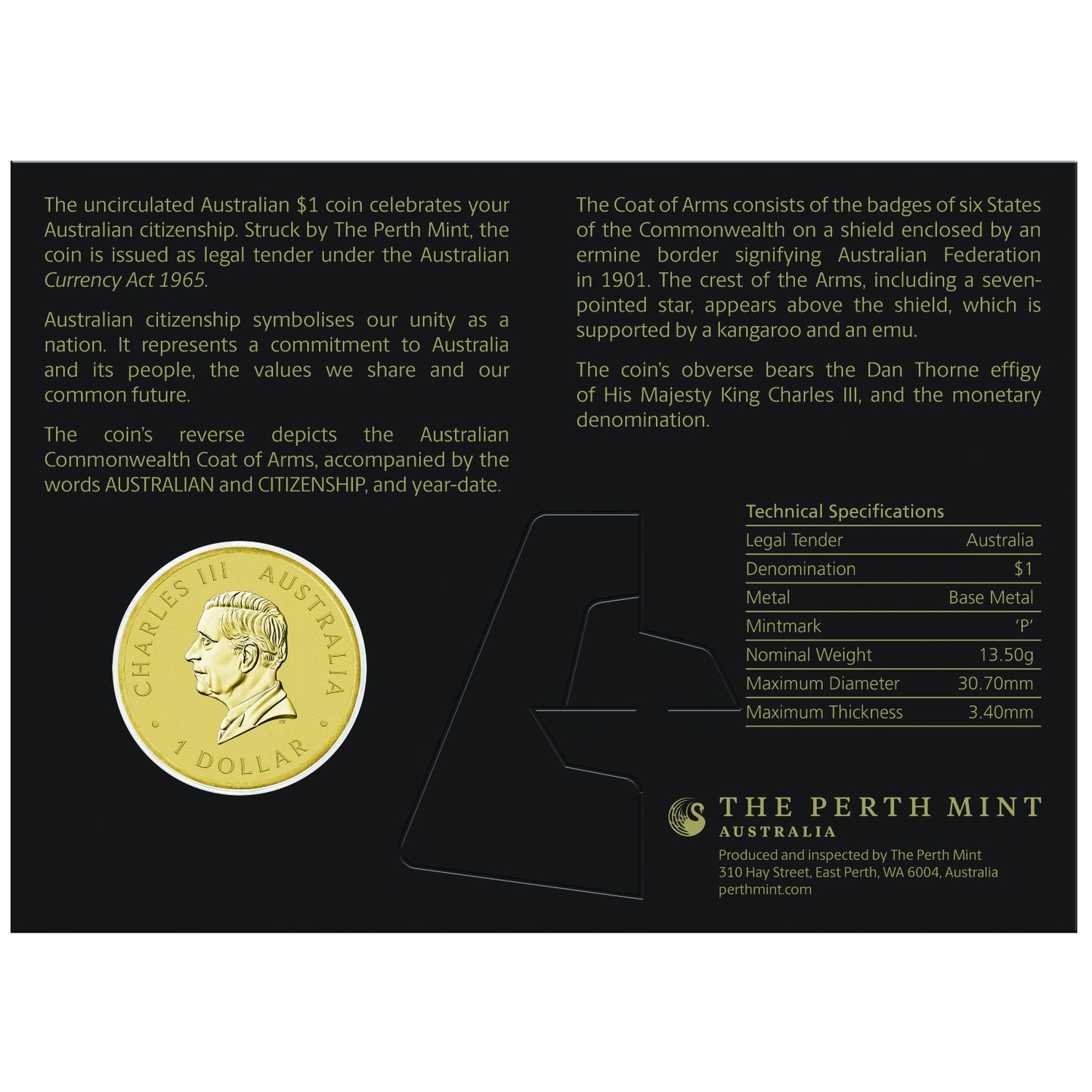 2026 $1 Coin in Card - Australian Citizenship