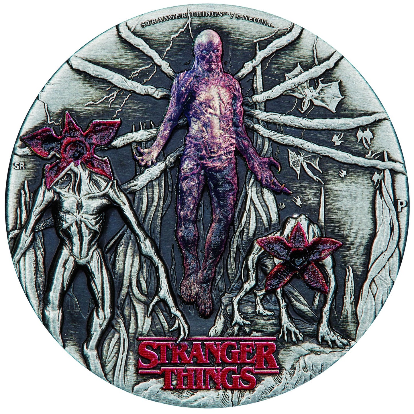 2026 2oz Silver Antiqued Coloured Coin - Stranger Things - Villains