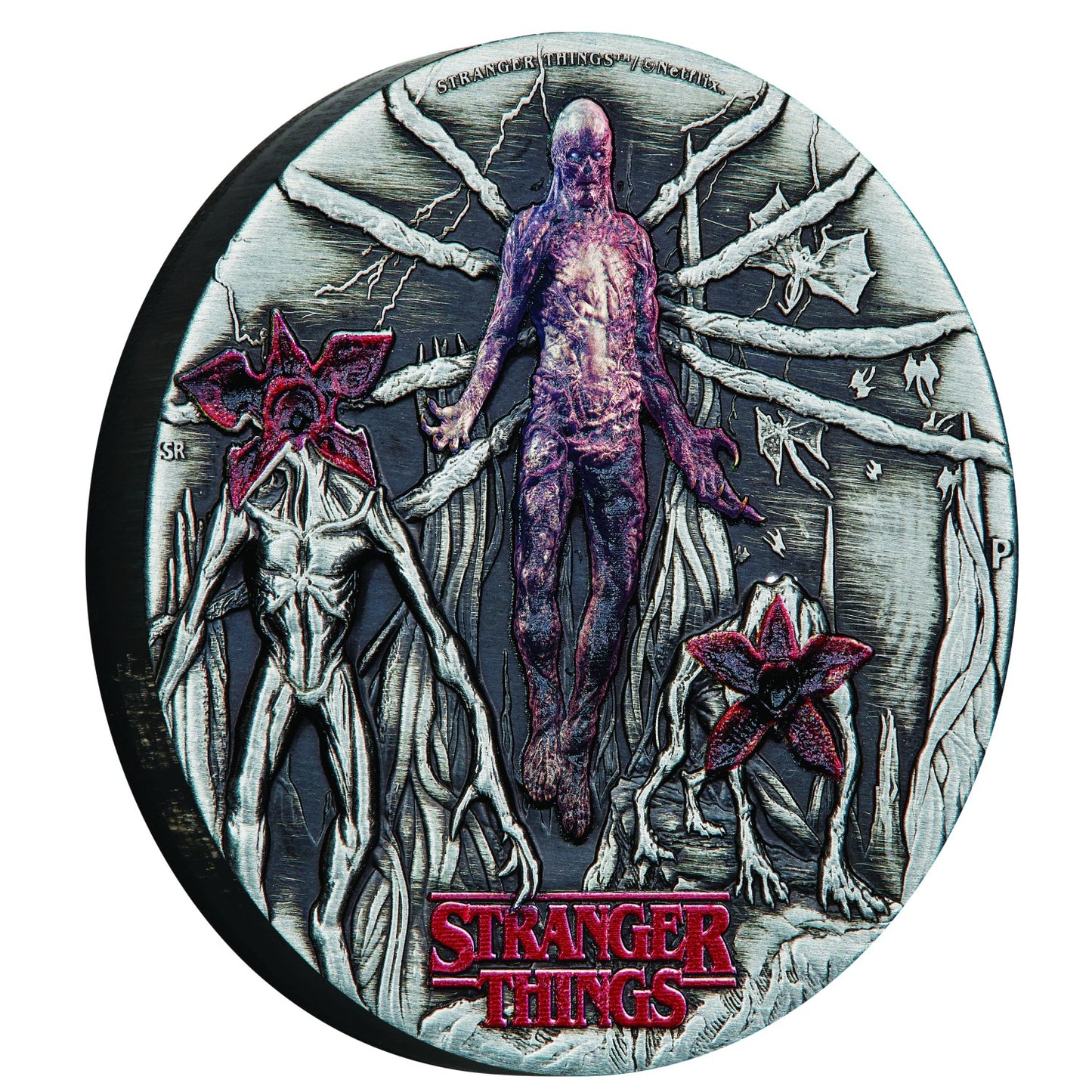 2026 2oz Silver Antiqued Coloured Coin - Stranger Things - Villains
