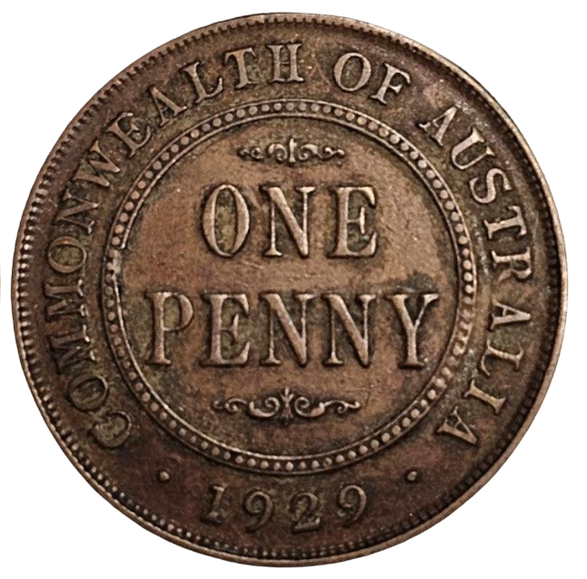 1929 Australian Penny - London Obverse - Very Good