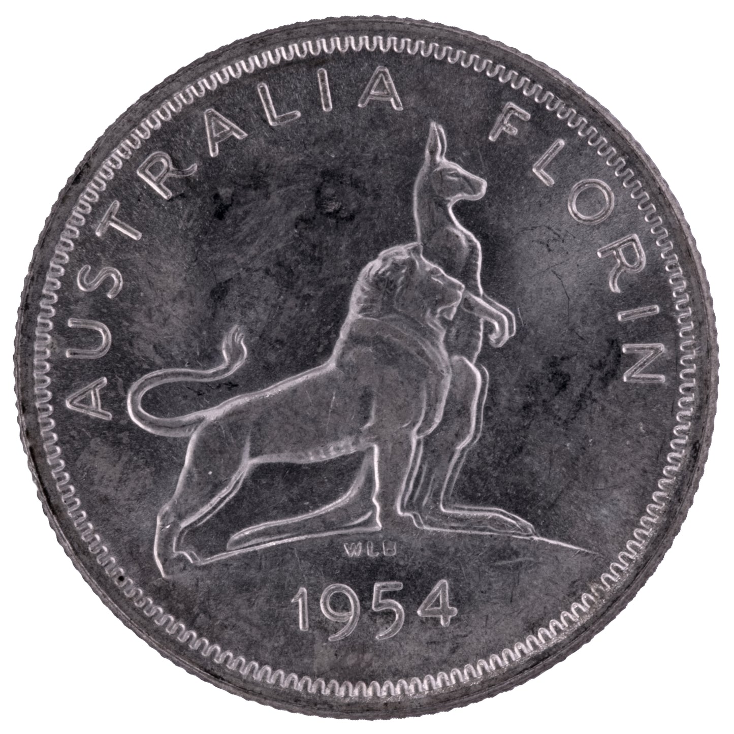 1954 Australian Florin - Royal Visit - About Uncirculated