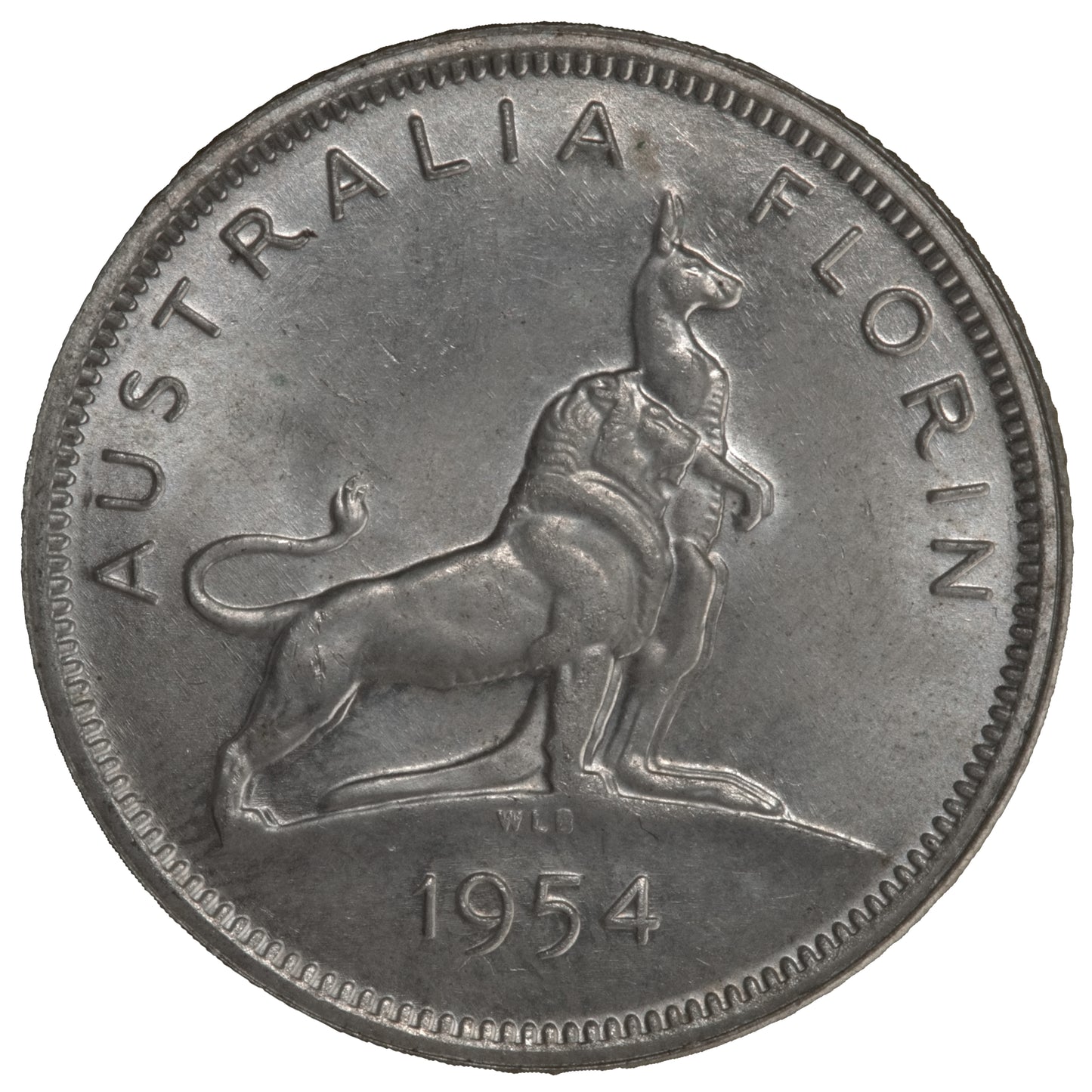 1954 Australian Florin - Royal Visit - About Uncirculated