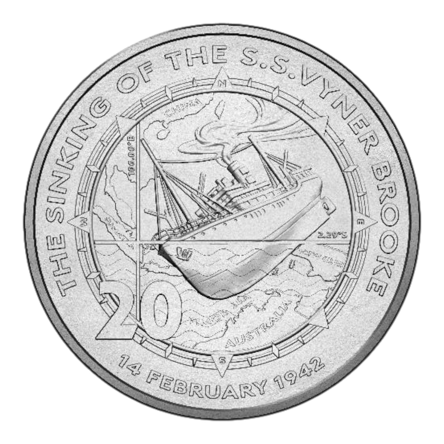 2017 20c Coin - 75th Anniversary of the sinking of the SS Vyner Brooke