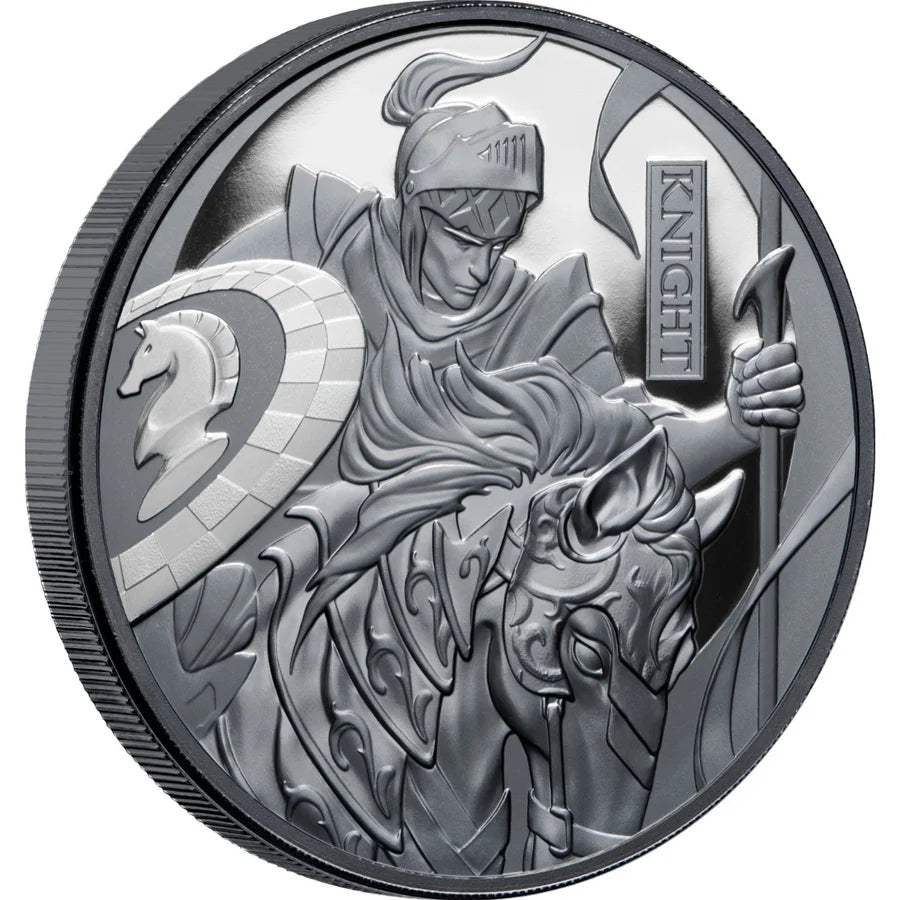 2024 $1 Silver Proof Chess Knight Coin - 1 oz with Black Finish