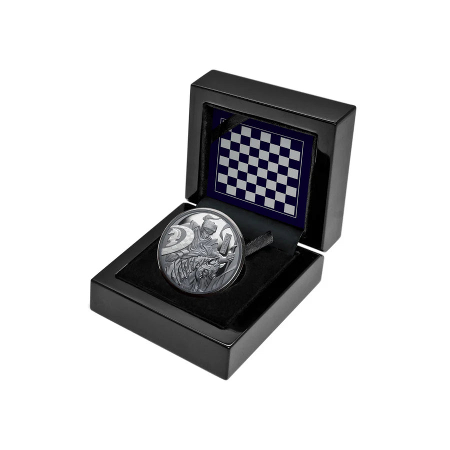2024 $1 Silver Proof Chess Knight Coin - 1 oz with Black Finish