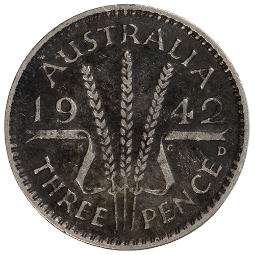 1942 D Australian Threepence - Very Good