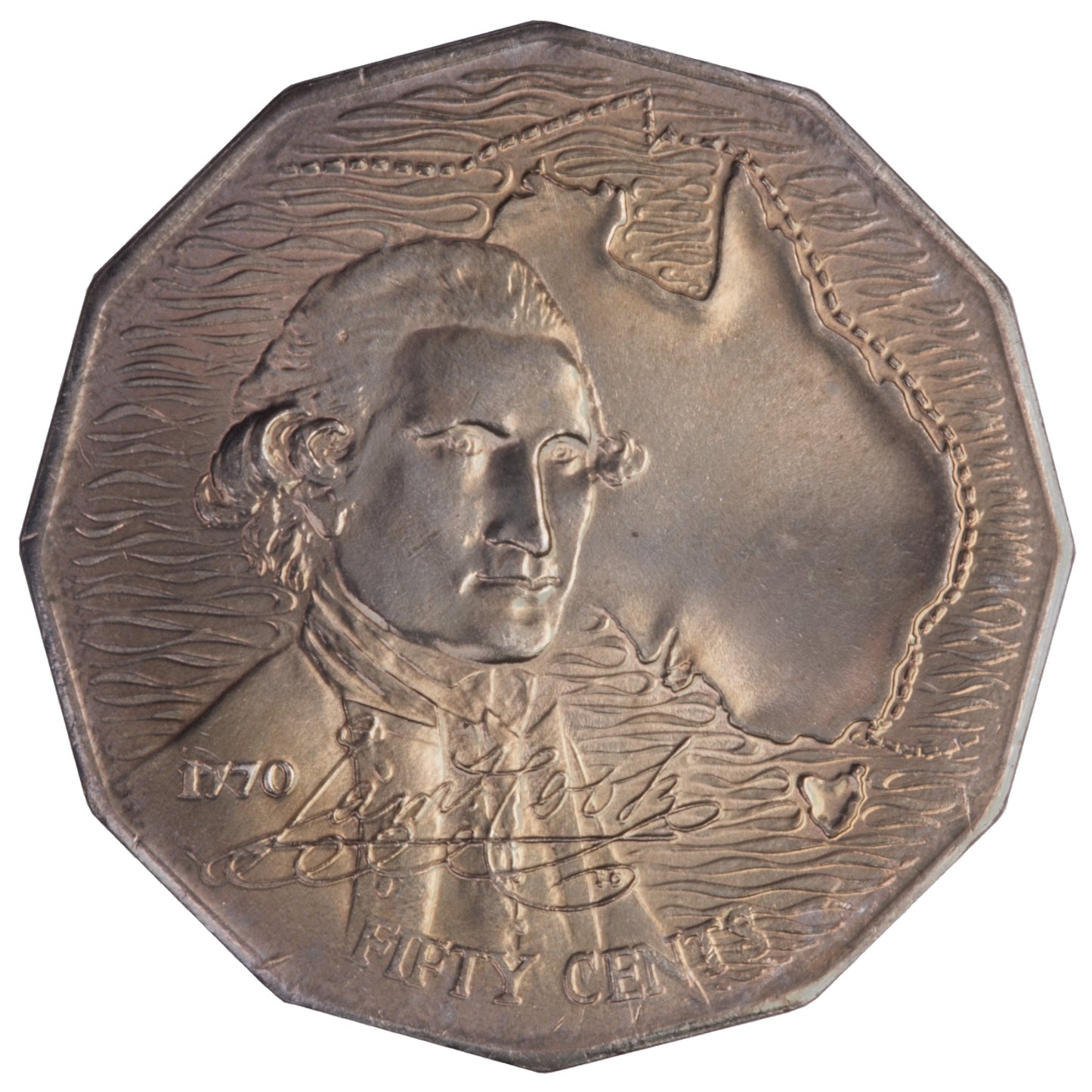 1970 50c Coin - Captain Cook's Bicentenary - Specimen Strike
