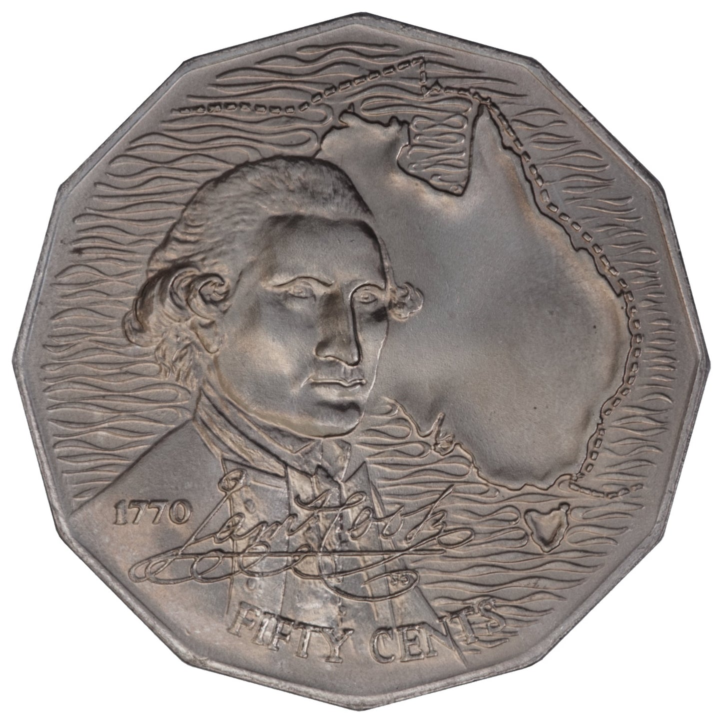 1970 50c Coin - Captain Cook's Bicentenary - Specimen Strike