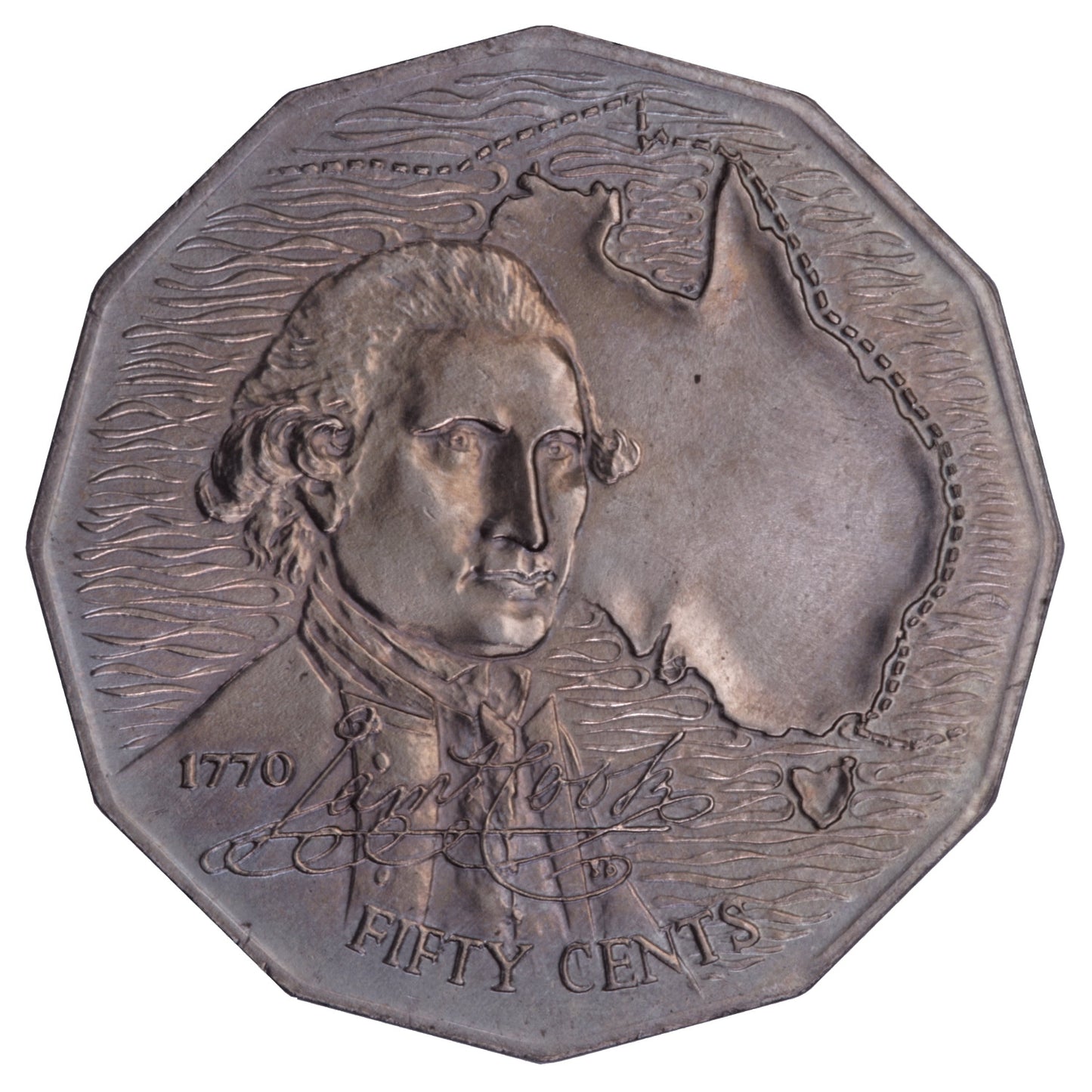 1970 50c Coin - Captain Cook's Bicentenary - Specimen Strike