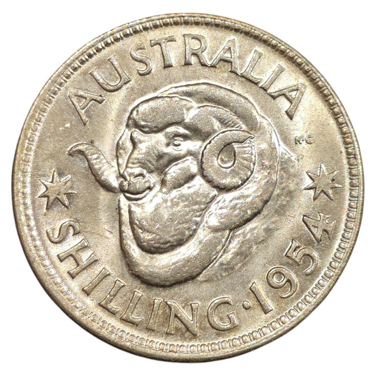 1954 Australian Shilling - About Uncirculated