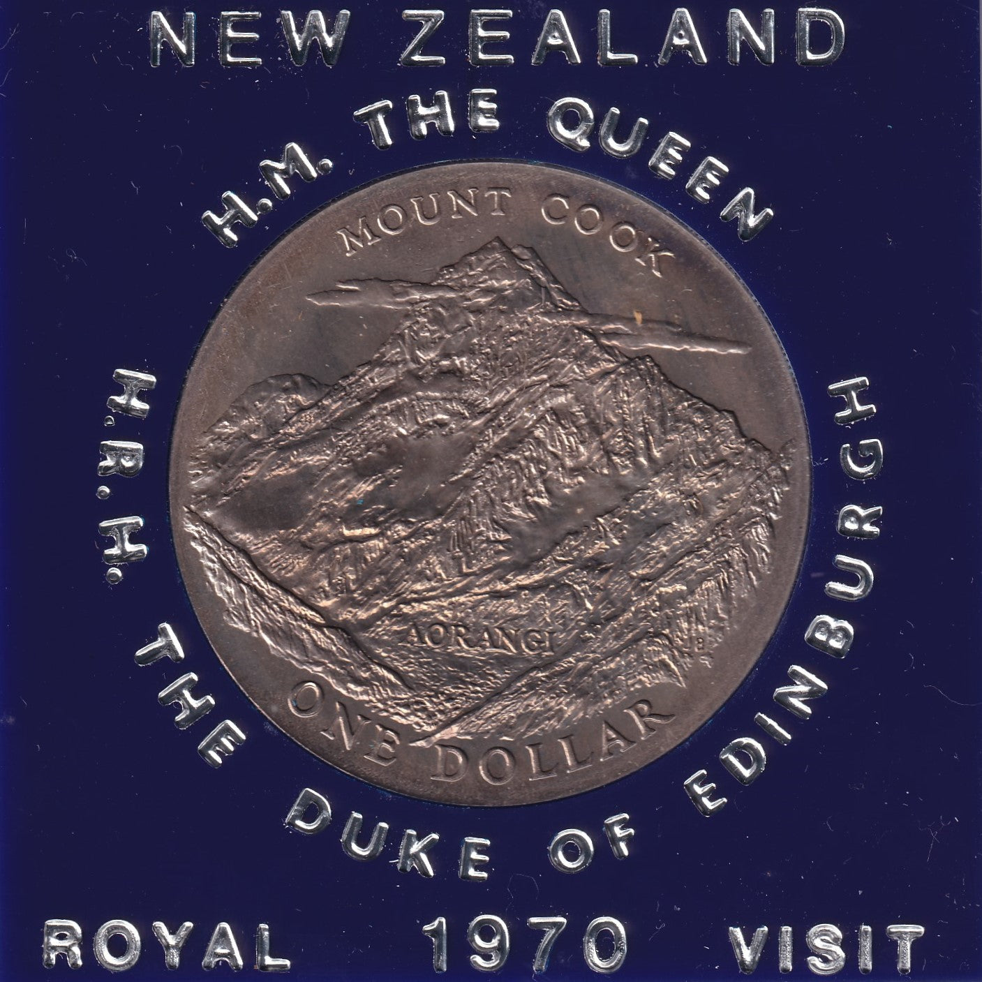 1970 New Zealand $1 Coin - Royal Visit Commemorative Dollar - In Original Case