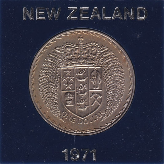1971 New Zealand $1 Coin - Shield of Arms Series