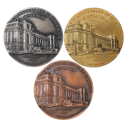 1976 ANZ Numismatic Society - 75th Anniversary of Australian Federation Medal Trio