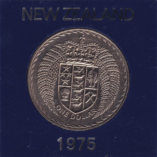 1975 New Zealand $1 Coin - Shield of Arms Series
