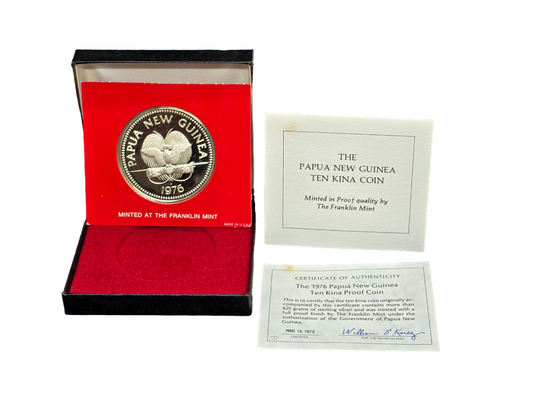 1976 Papua New Guinea - 10 Kina- Silver Proof - Franklin Mint