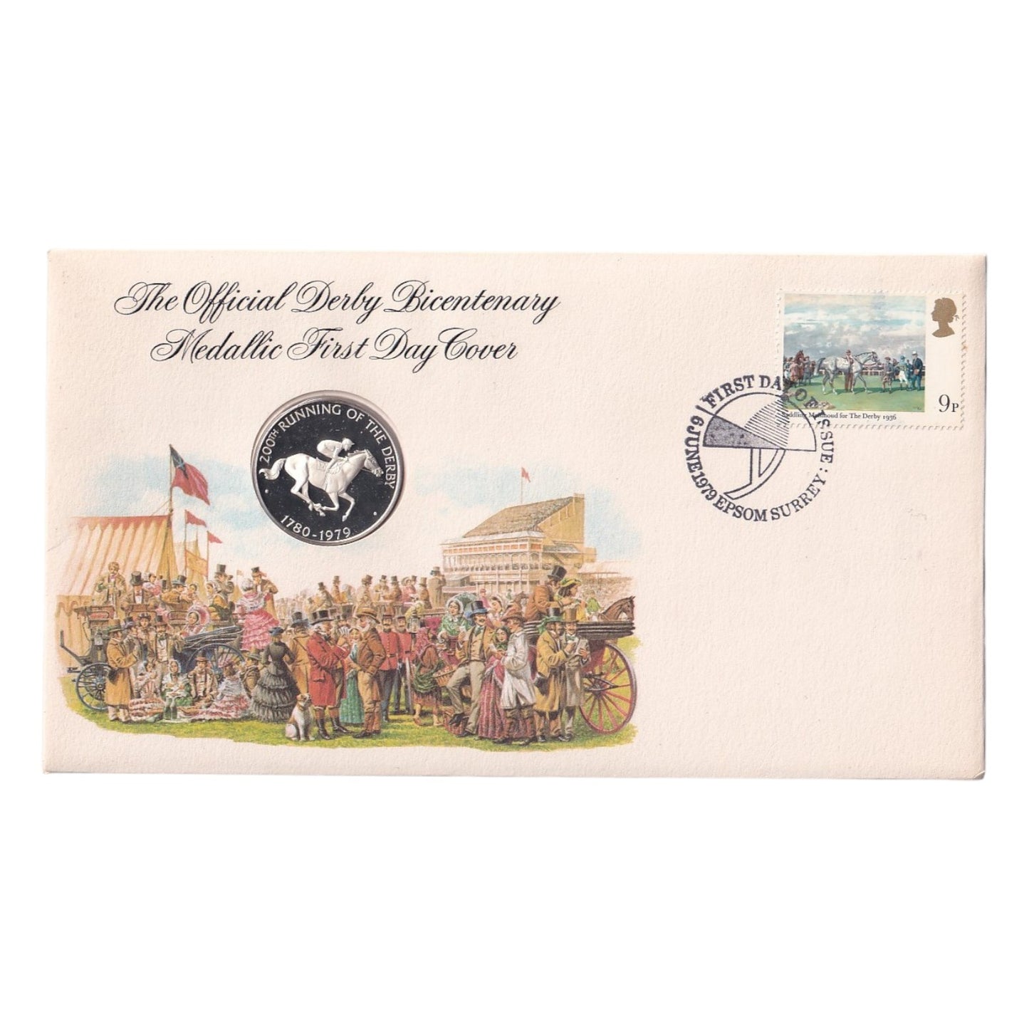 1979 The Official Derby Bicentenary Silver Proof Medallic First Day Cover
