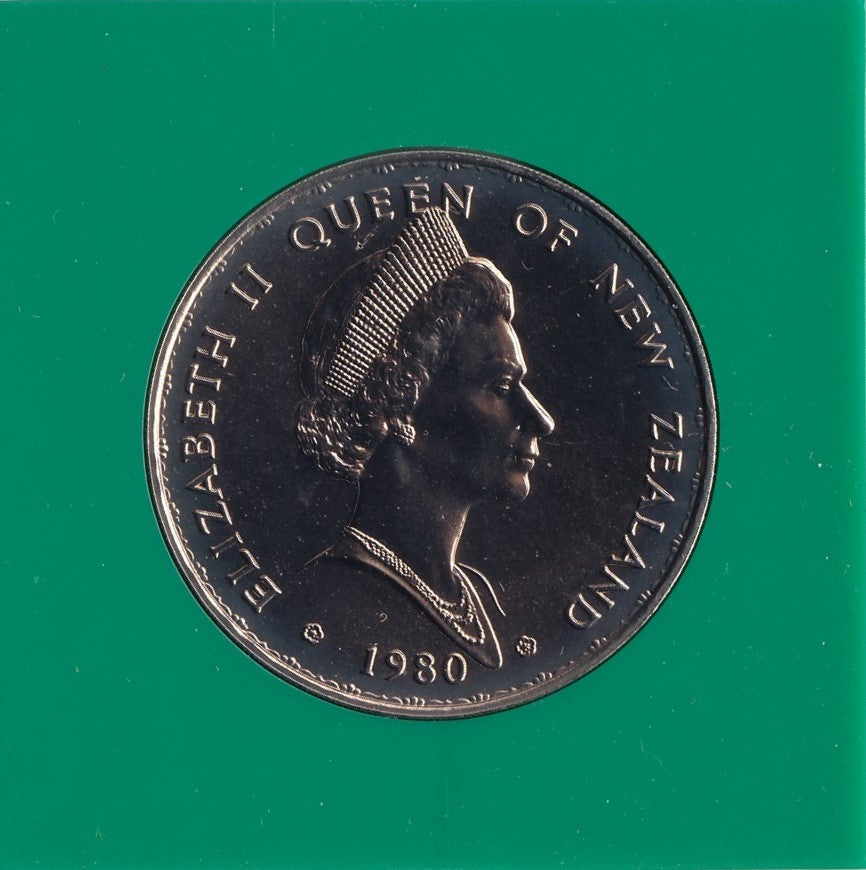 1980 New Zealand $1 Coin - Berry Portrait; Fantail