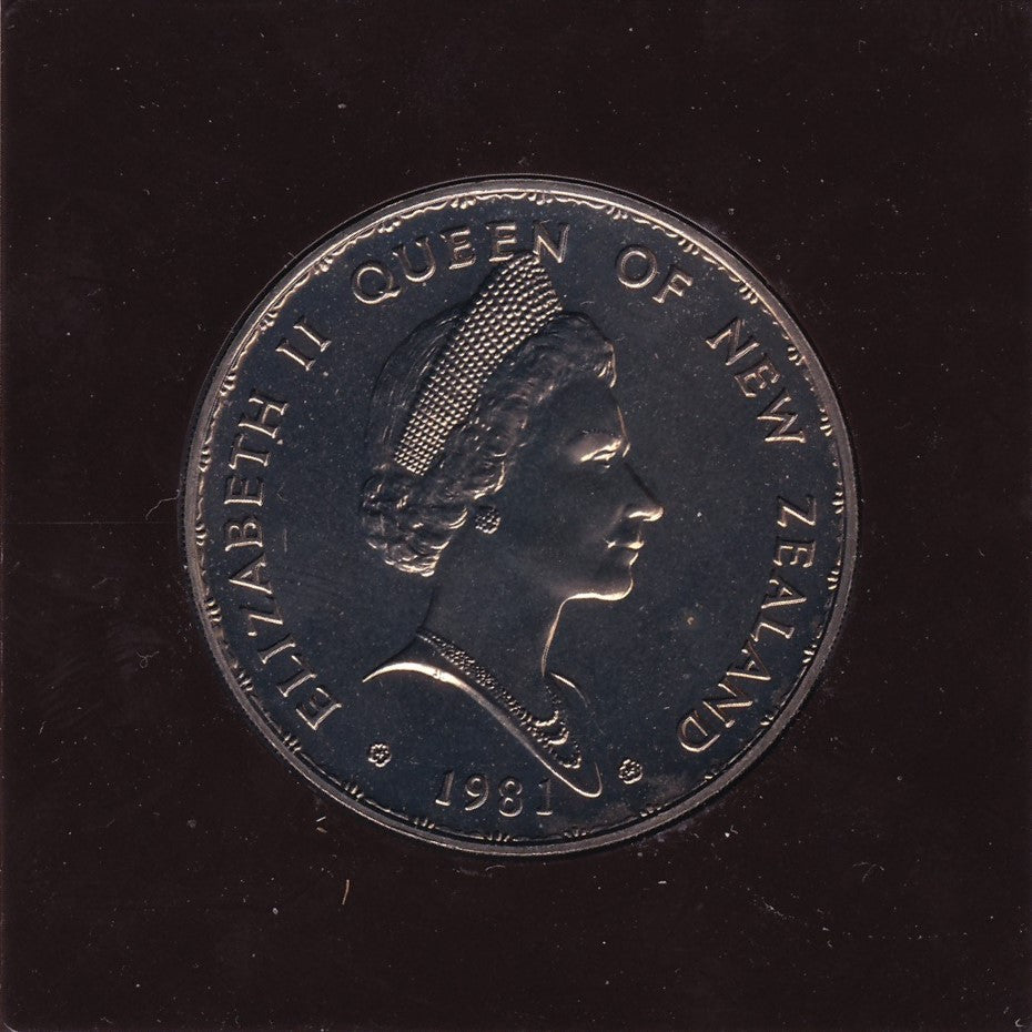1981 New Zealand $1 Coin - Berry Portrait; Royal Visit