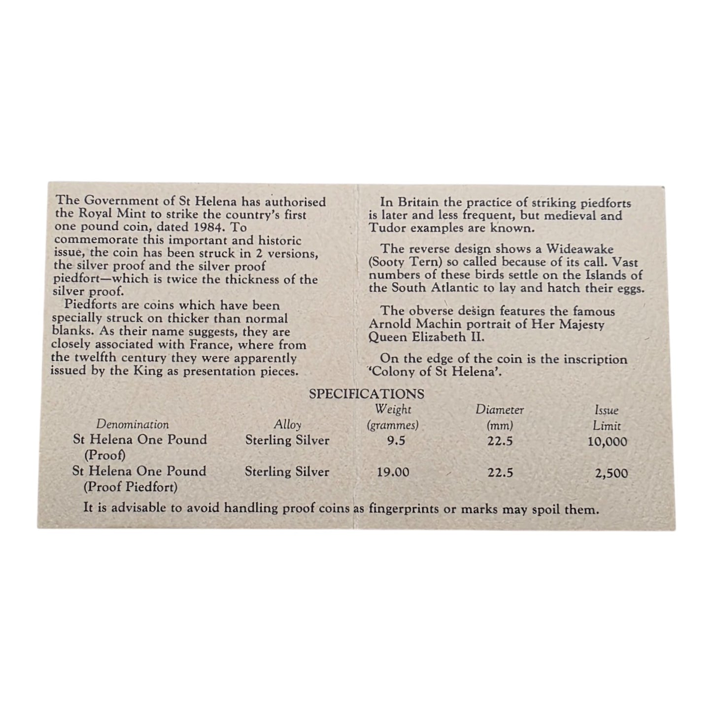 1984 £1 - St Helena - Silver Proof Peidfort