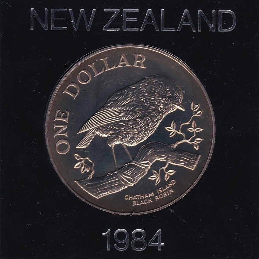 1984 New Zealand $1 Coin - Black Robin