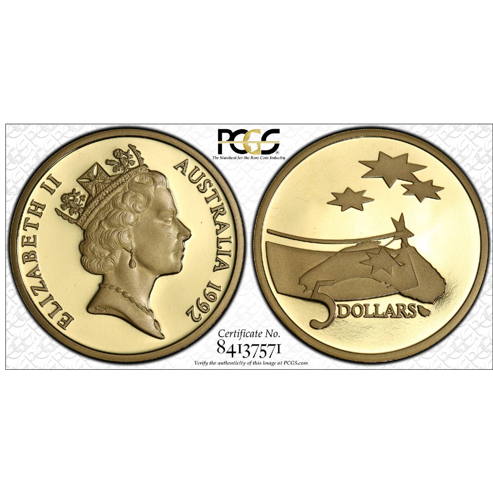 1992 $5 Proof Coin - The International Year of Space - Uniform Matte Finish - PR69DCAM
