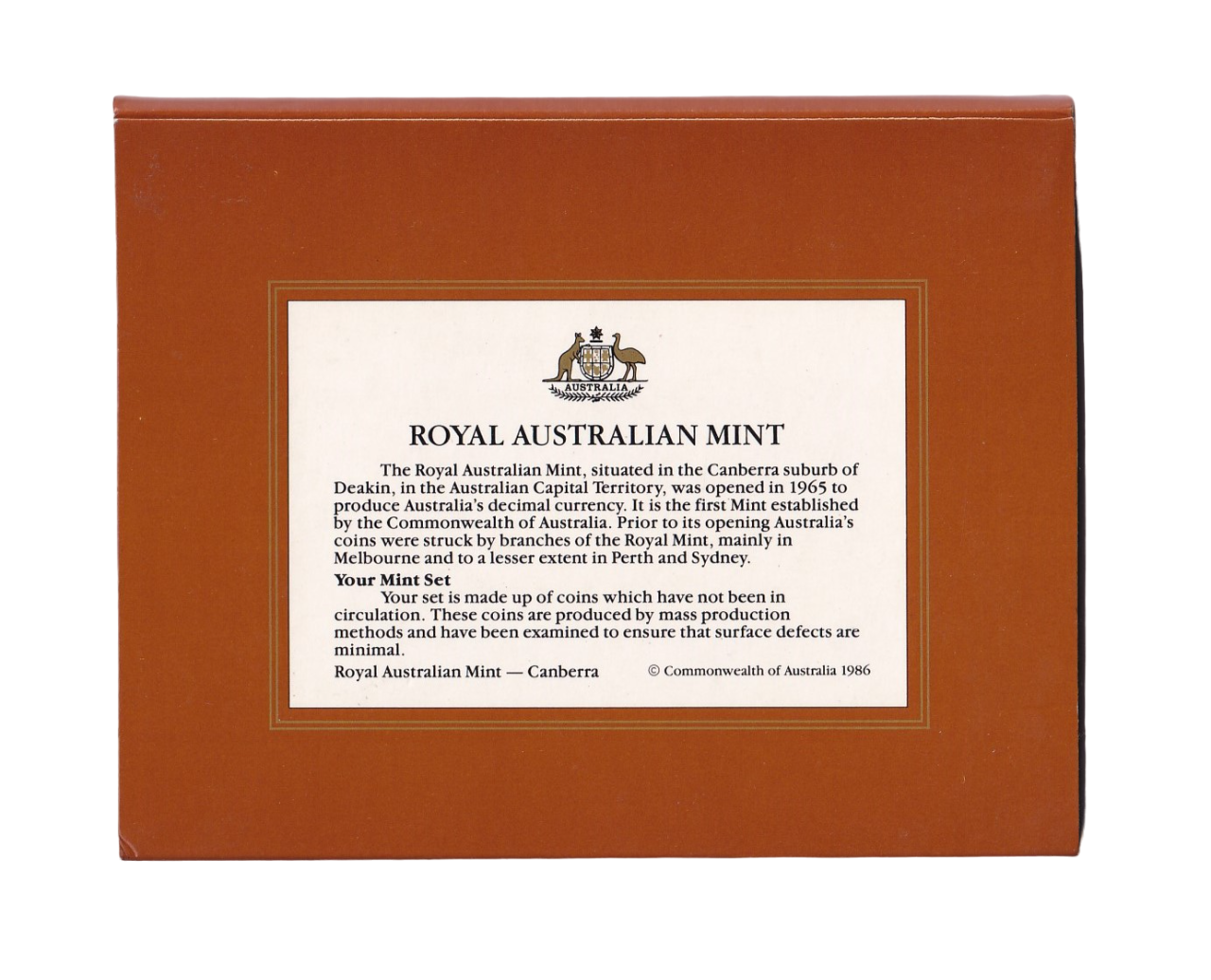 1986 Royal Australian Mint Uncirculated Coin Set - International Year of Peace