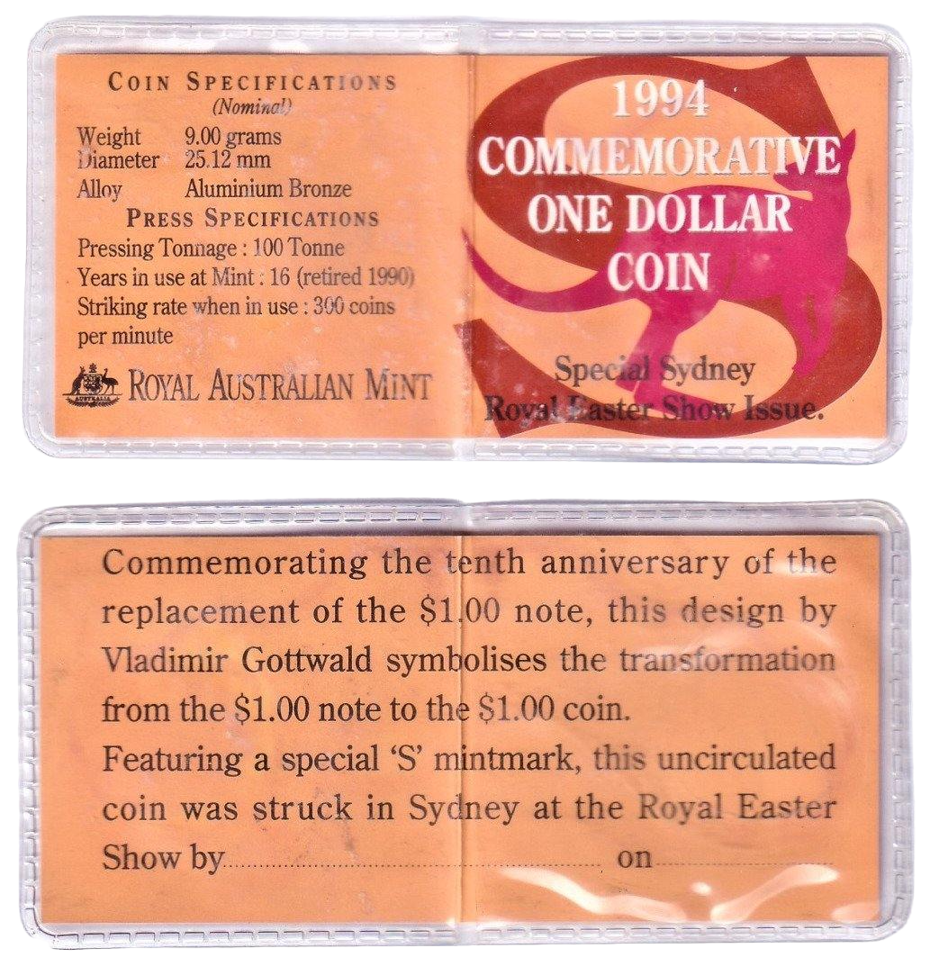 1994 $1 Coin - 10th Anniversary of the Dollar Coin/Dollar Decade