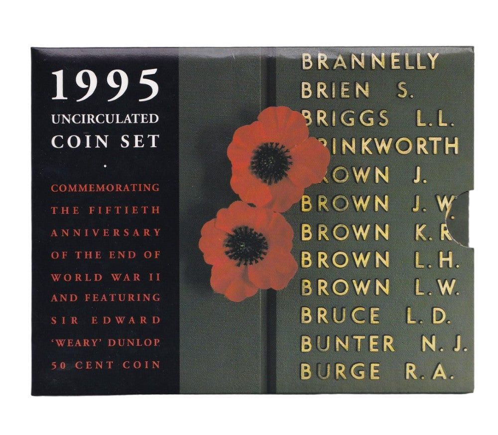 1995 Royal Australian Mint Uncirculated Coin Set - 50th Anniversary End of WWII
