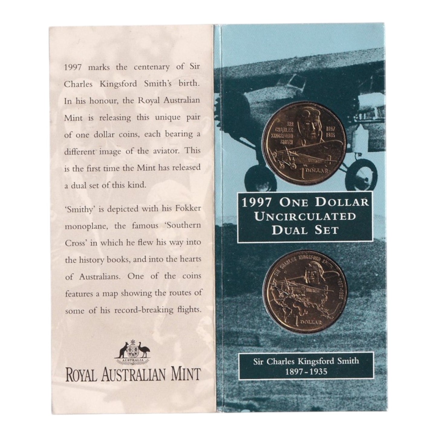 1997 $1 Uncirculated Dual Set - Sir Charles Kingsford 1897-1935