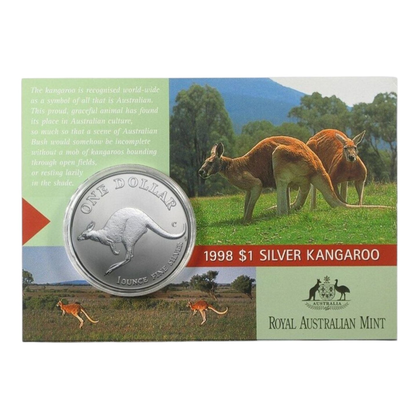 1998 $1 Coin - Silver Kangaroo - 1oz Silver Frosted Uncirculated