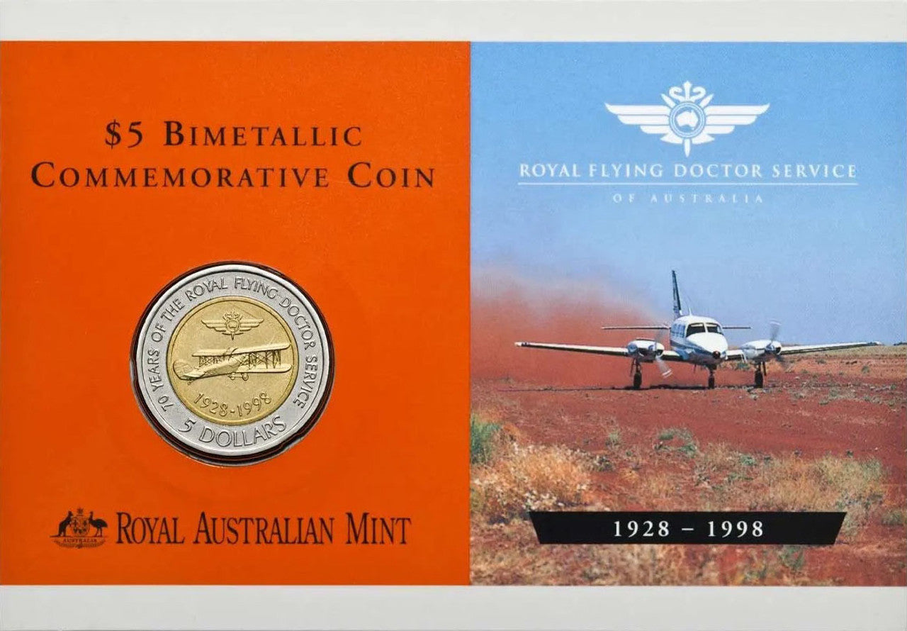 1998 $5 Coin - 70th Anniversary of the Royal Flying Doctor Service with Telstra Phonecard