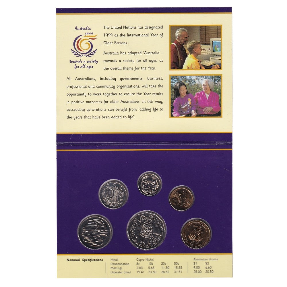 1999 Royal Australian Mint Uncirculated Coin Set - Year of Older Persons