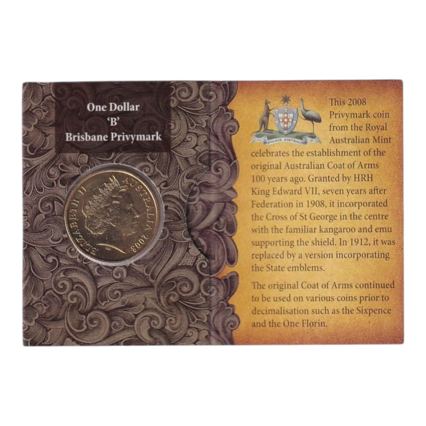 2008 $1 Coin - 100th Anniversary of the Original Coat of Arms