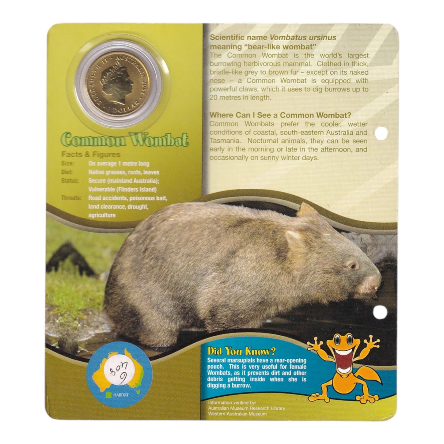 2008 Perth Mint $1 Coin - Young Collectors - Australian Animals
