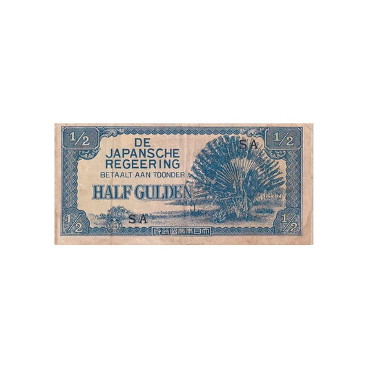 1942 Netherlands Indies (Dutch East Indies) Banknote - Japanese Occupation - ½ Gulden - p122a