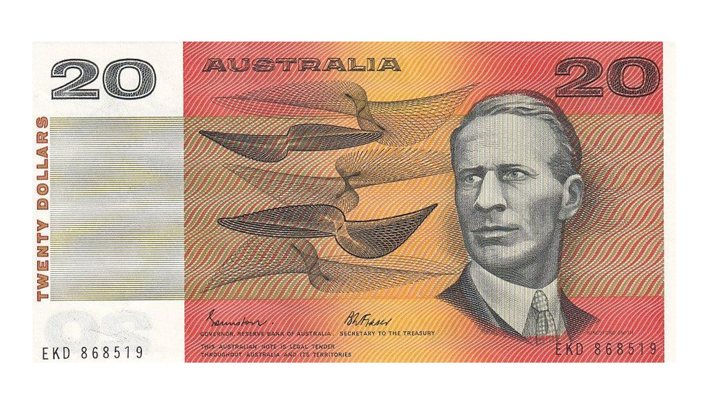 1985 $20 Note Pair - Sequential Numbers - EKD 868518 & EKD 868519 - Johnston/Fraser - Gothic Serial - R409b - About Uncirculated