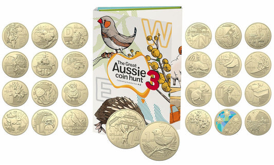 2022 Great Aussie Coin Hunt 3 - 26 Coin Set with Folder and Coloured 'X' Crux $1 Coin