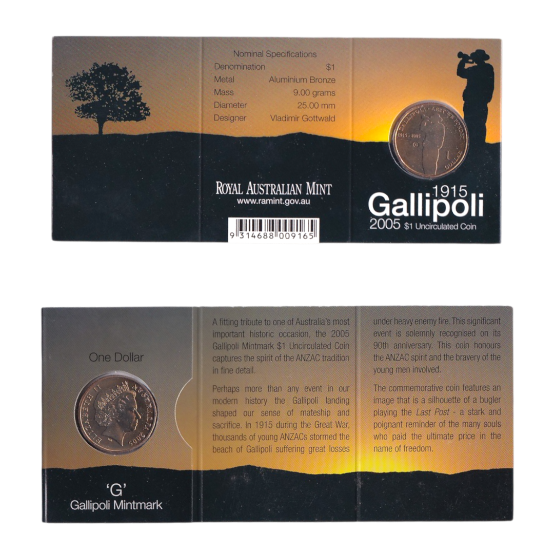 2005 $1 Coin - 90th Anniversary Gallipoli Landing 1915-2005