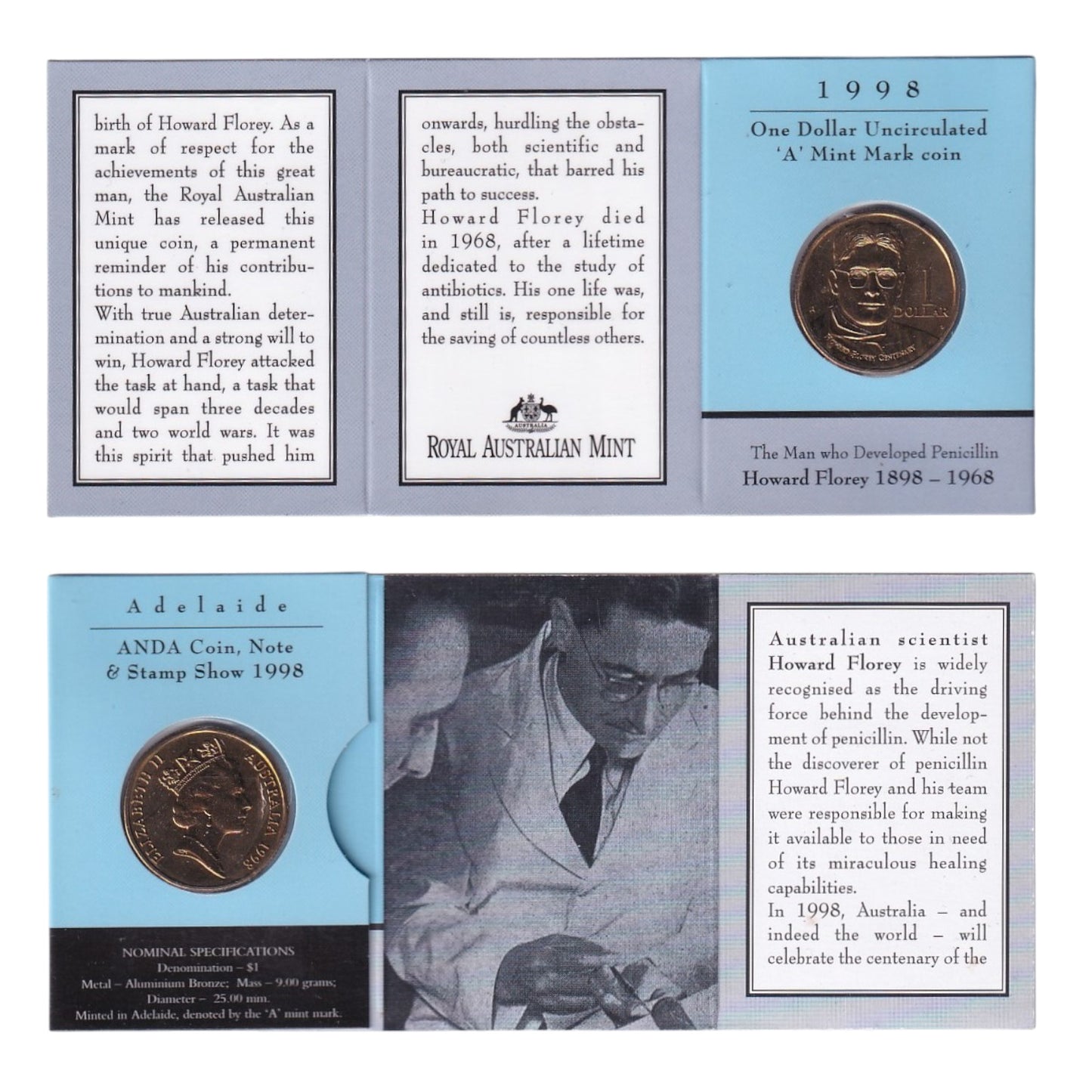 1998 $1 Coin - 100th Anniversary of Howard Florey
