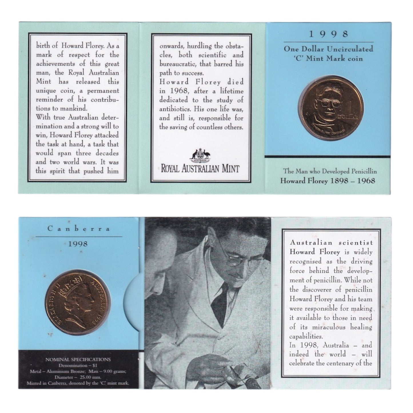 1998 $1 Coin - 100th Anniversary of Howard Florey