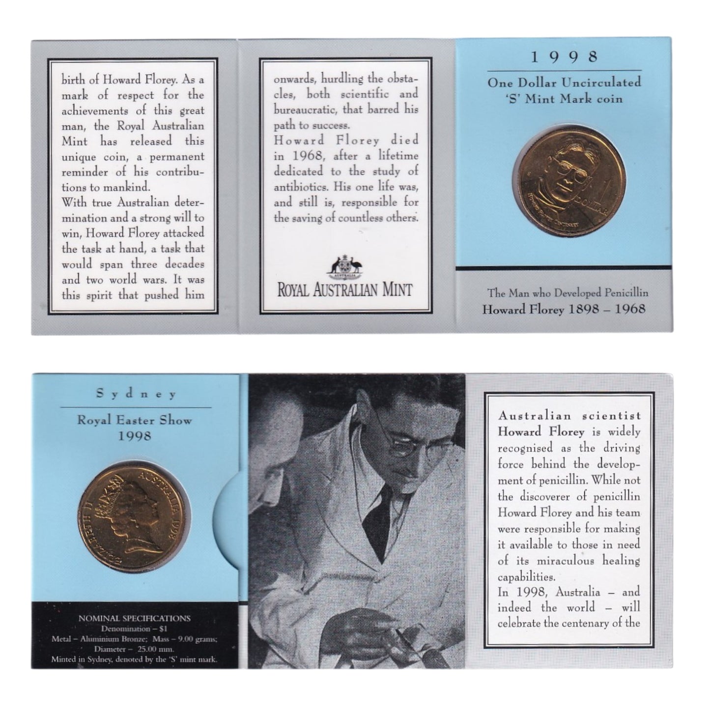 1998 $1 Coin - 100th Anniversary of Howard Florey