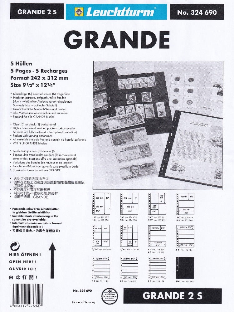 Lighthouse GRANDE 2s Black Double-Sided Sheet Protectors (Pack of 5)