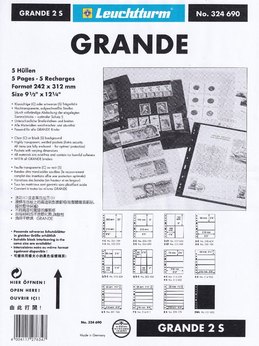 Lighthouse GRANDE 2s Black Double-Sided Sheet Protectors (Pack of 5)